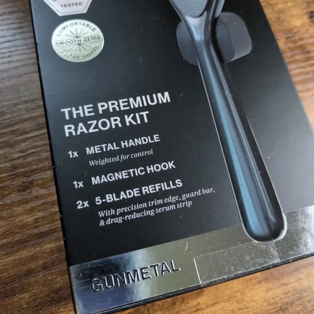 House of Atlas The Premium Razor Kit, 1 Handle + 1 Hook + 2 Refills, Gunmetal